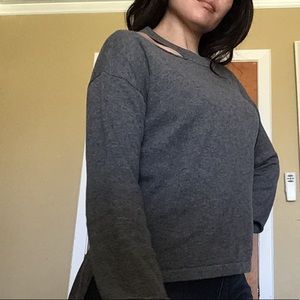 Grey LnA sweater with cutouts